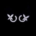 Luxurious Extravagant big hoop earrings With Zircon Stone / Silver Wedding Jewelry