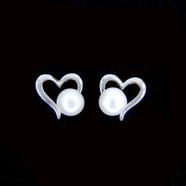 Fashion Pearl And Cubic Zirconia Earrings / 925 Sterling Silver Jewelry