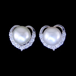 Customized Silver Pearl Earrings Jewelry / S925 Square Shape Simple Silver Earrings